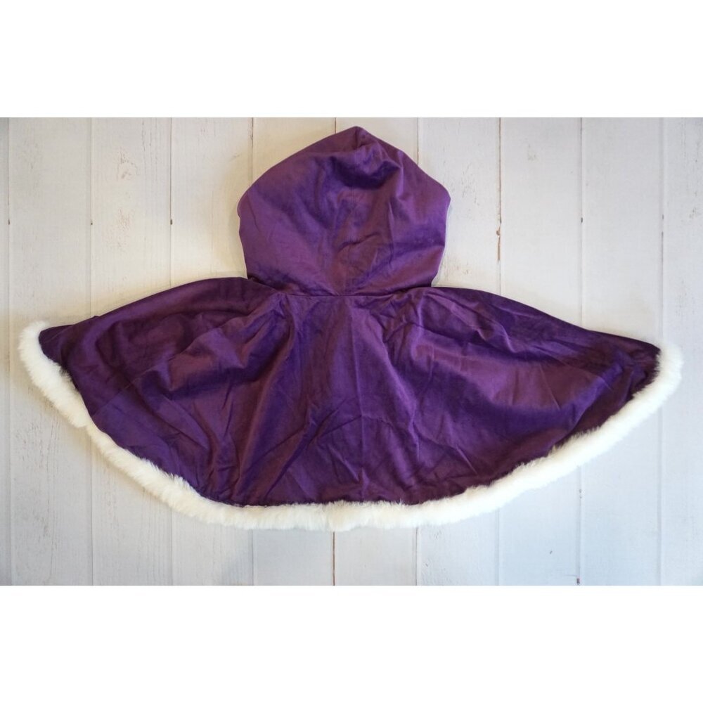 Bridal Wedding Purple Cape Faux Fur Shawl Wrap Velvet Cloak - Size 2XL, NWOT - Picture 4 of 6